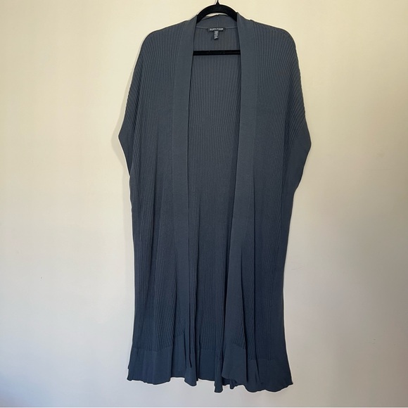 Eileen Fisher Long Tencel Ribbed Kimono Cardigan - Dark Grey - EUC - Picture 2 of 8